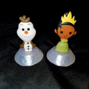 Olaf and Princess Tiana Character Figurines from McDonald's - Disney 100 years